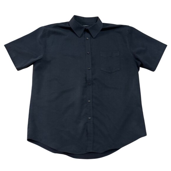 Croft & Barrow Shirt Mens Short Sleeve XL Navy Blue Button Down Chest Pocket - Picture 1 of 7
